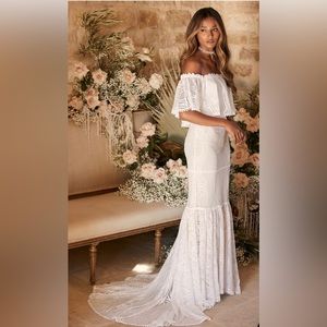 BRAND NEW!!! White: off the shoulder lace dress.